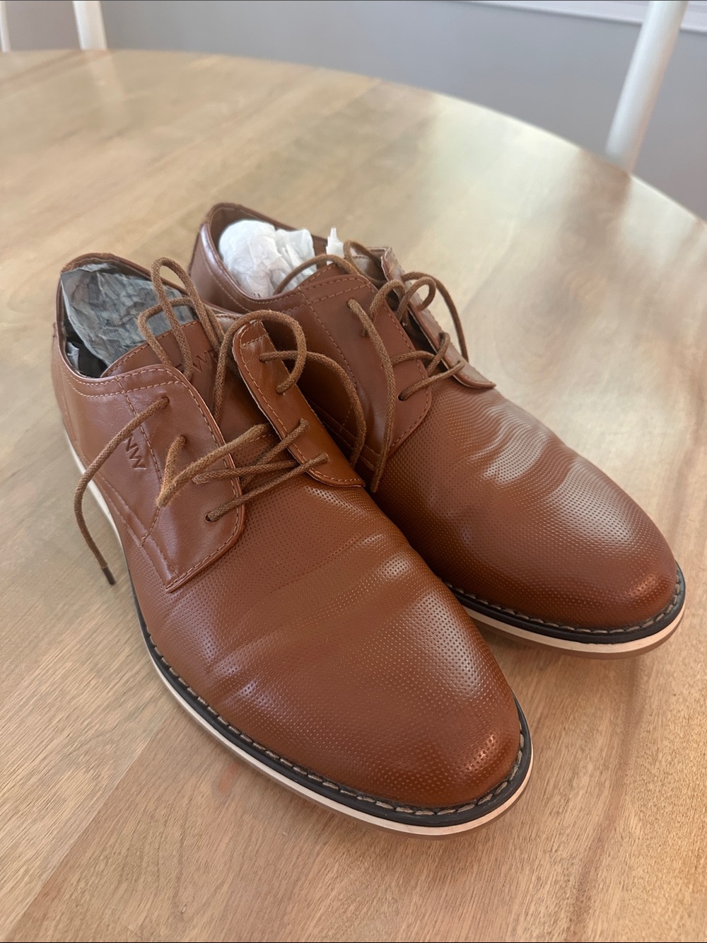 Nine West Men's Tan Leather Derby Oxfords